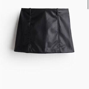 H&M Black Faux Leather Mini Skirt